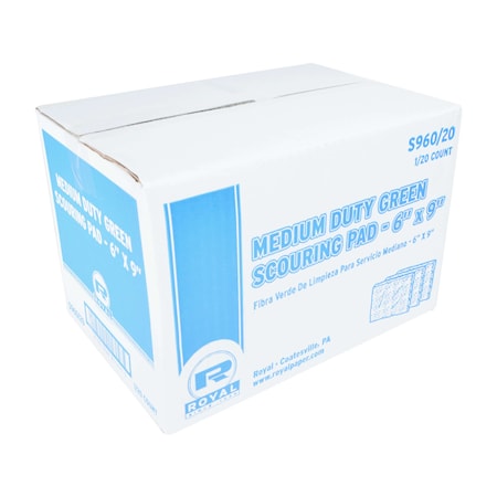 Amercareroyal Royal Medium Duty Green Scouring Pad, PK20 S960/20